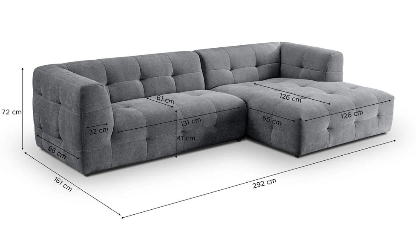 Ecksofa Polstersofa Tenso rechts | 292cm | Webstoff | grau