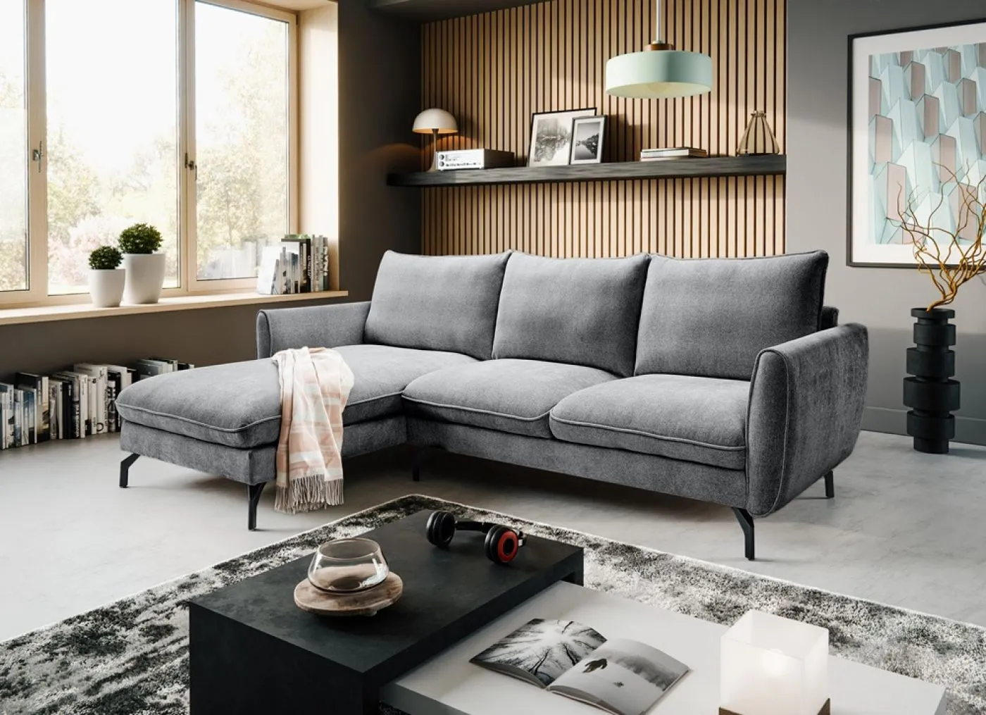 Ecksofa Toronto L-Form links | 259cm | Webstoff | grau