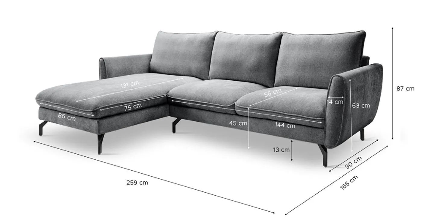 Ecksofa Toronto L-Form links | 259cm | Webstoff | grau