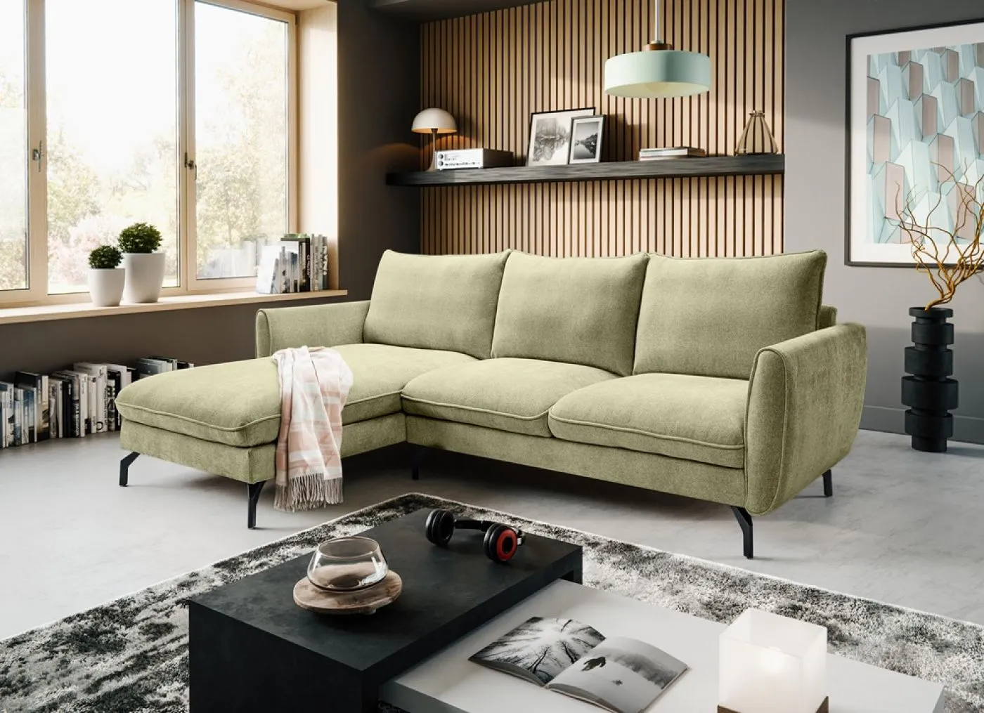 Ecksofa Toronto L-Form links | 259cm | Webstoff | grün