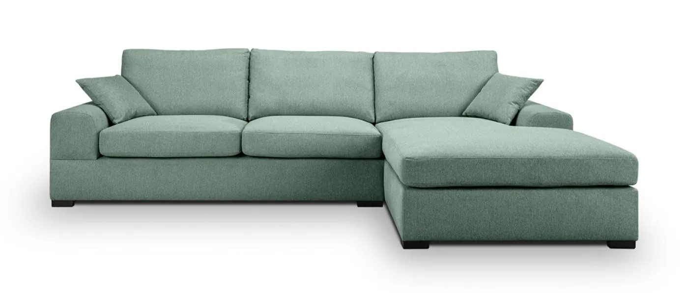 Ecksofa Veda rechts mit Rückenkissen | 308cm | Strukturstoff | petrol