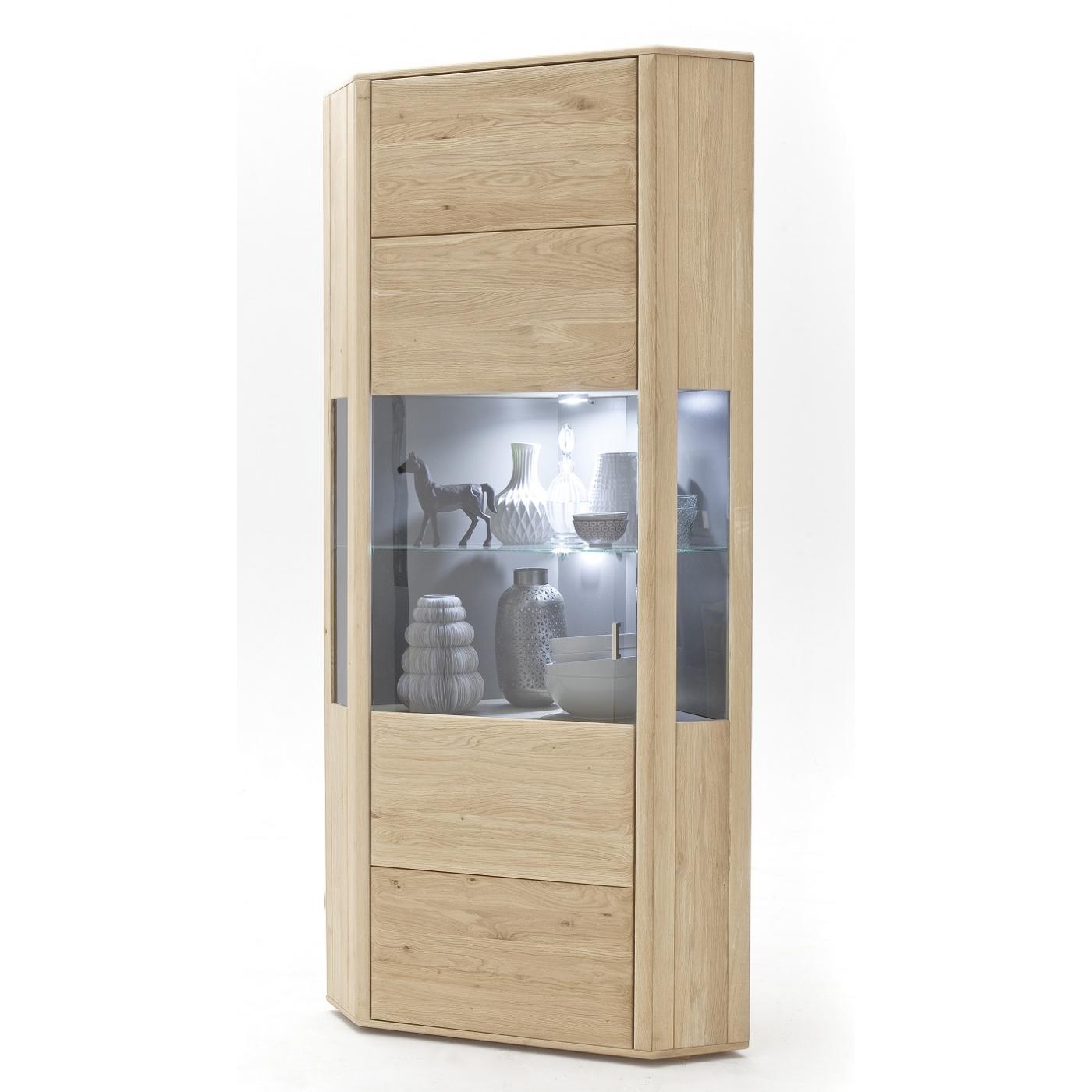 Eckvitrine Tarragona | Eiche Bianco | LED Beleuchtung