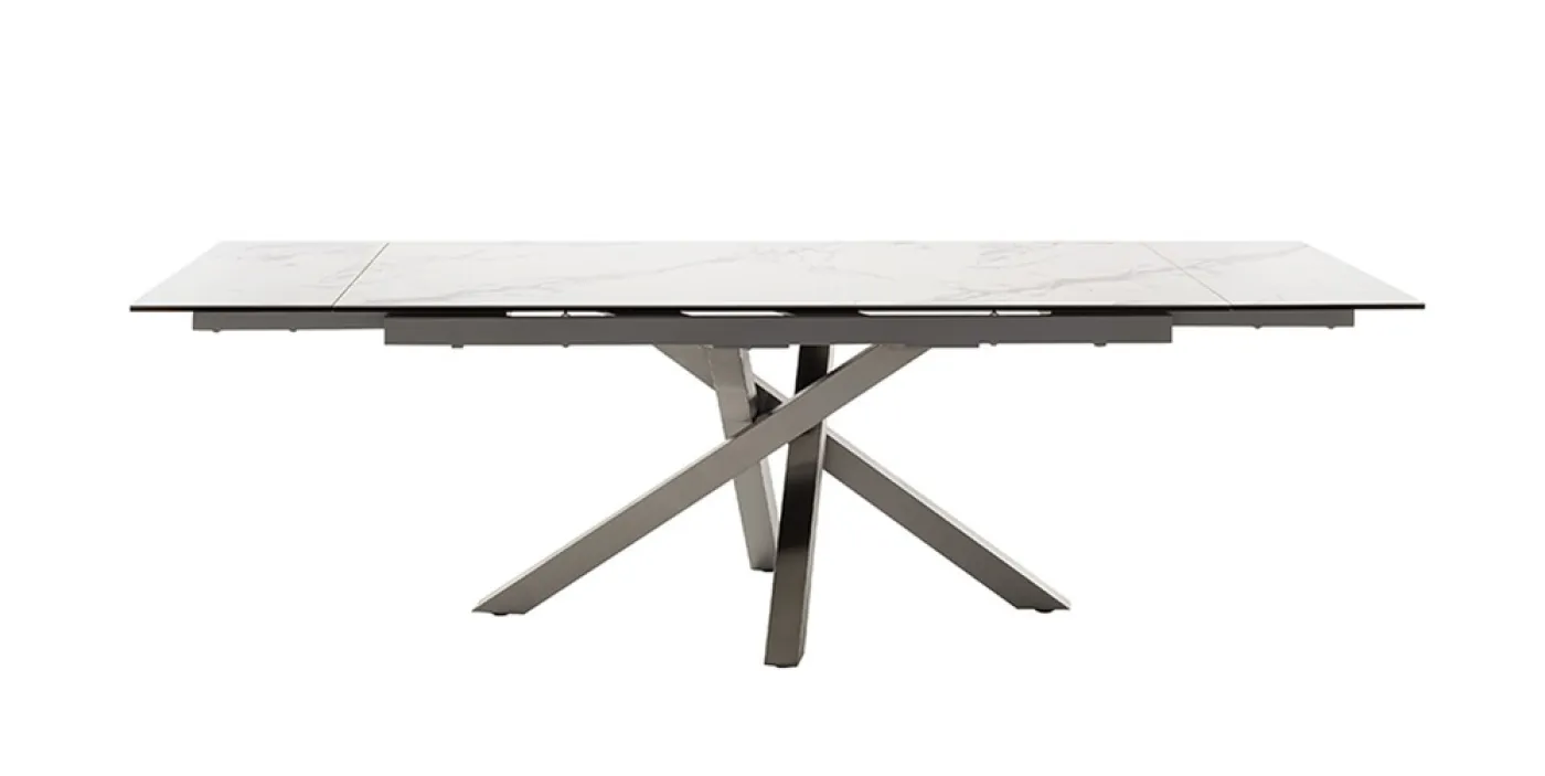 Esstisch Almiros | Creme / Edelstahl | ausziehbar | 180(260) x 95