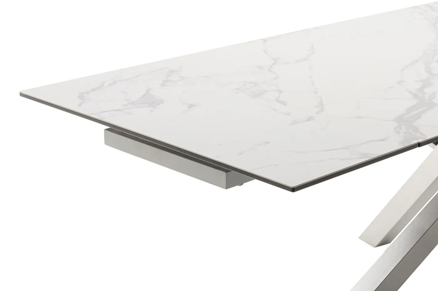 Esstisch Almiros | Creme / Edelstahl | ausziehbar | 180(260) x 95