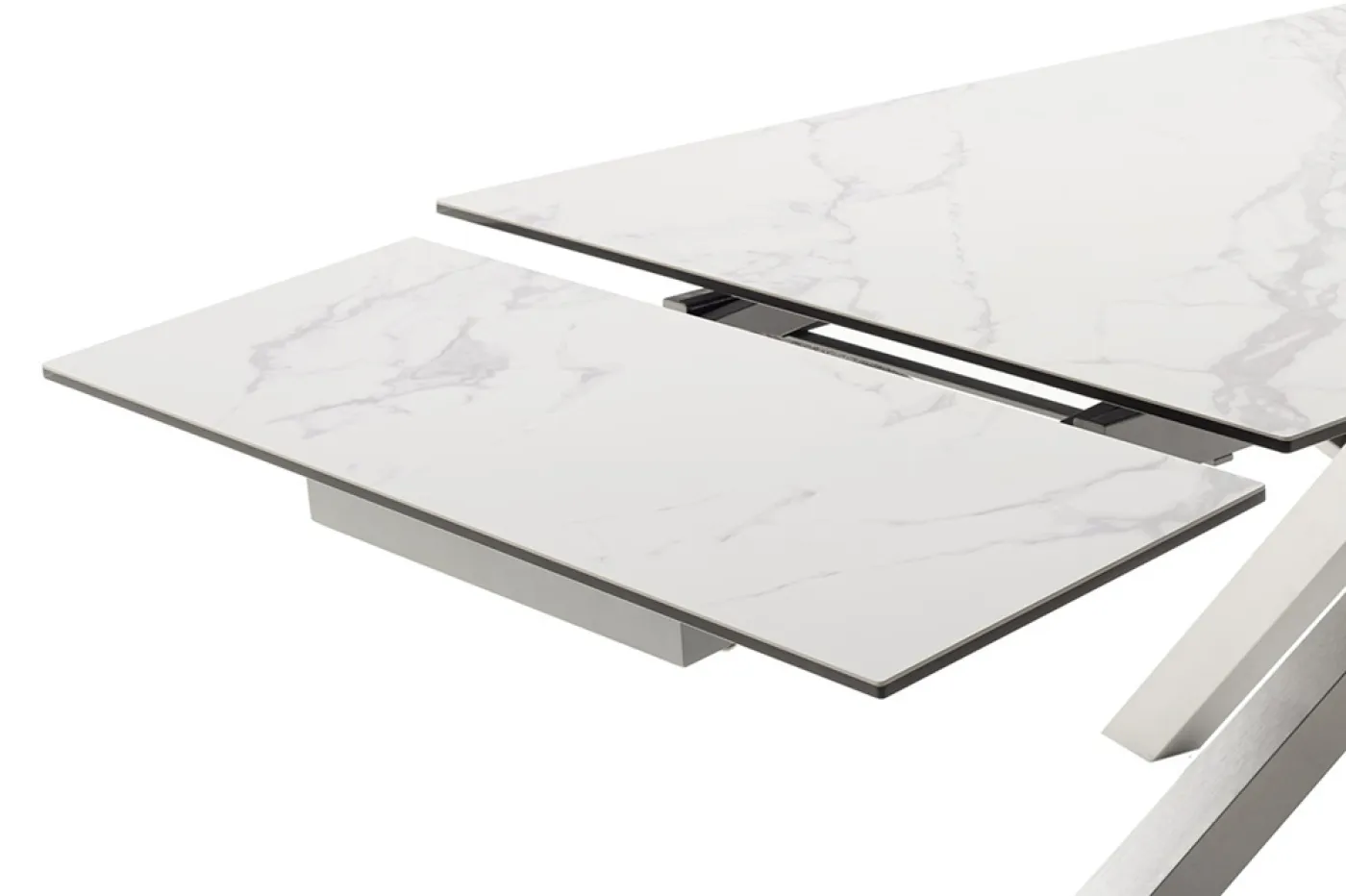 Esstisch Almiros | Creme / Edelstahl | ausziehbar | 180(260) x 95