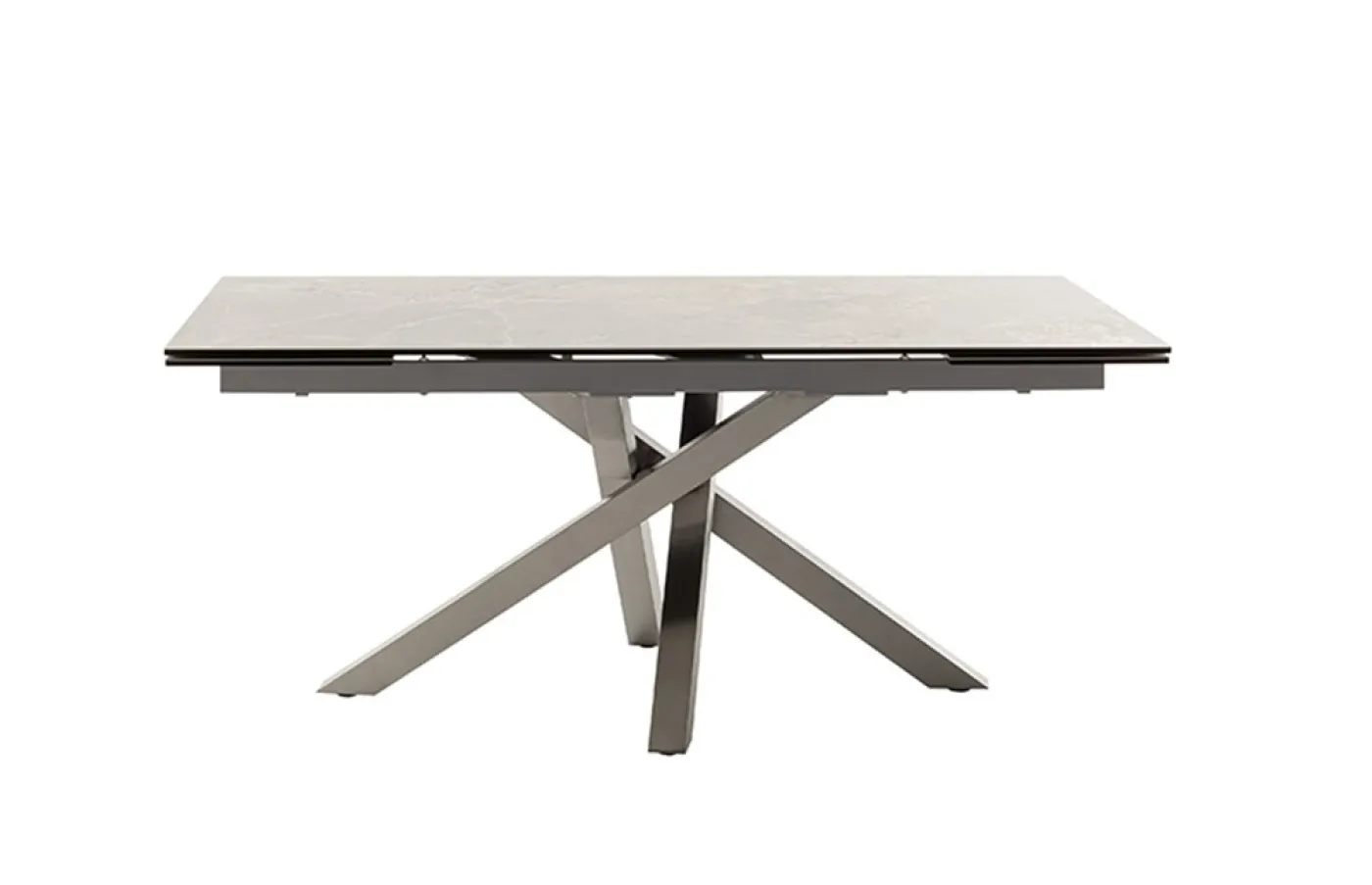 Esstisch Almiros | grau / Edelstahl | ausziehbar | 180(260) x 95