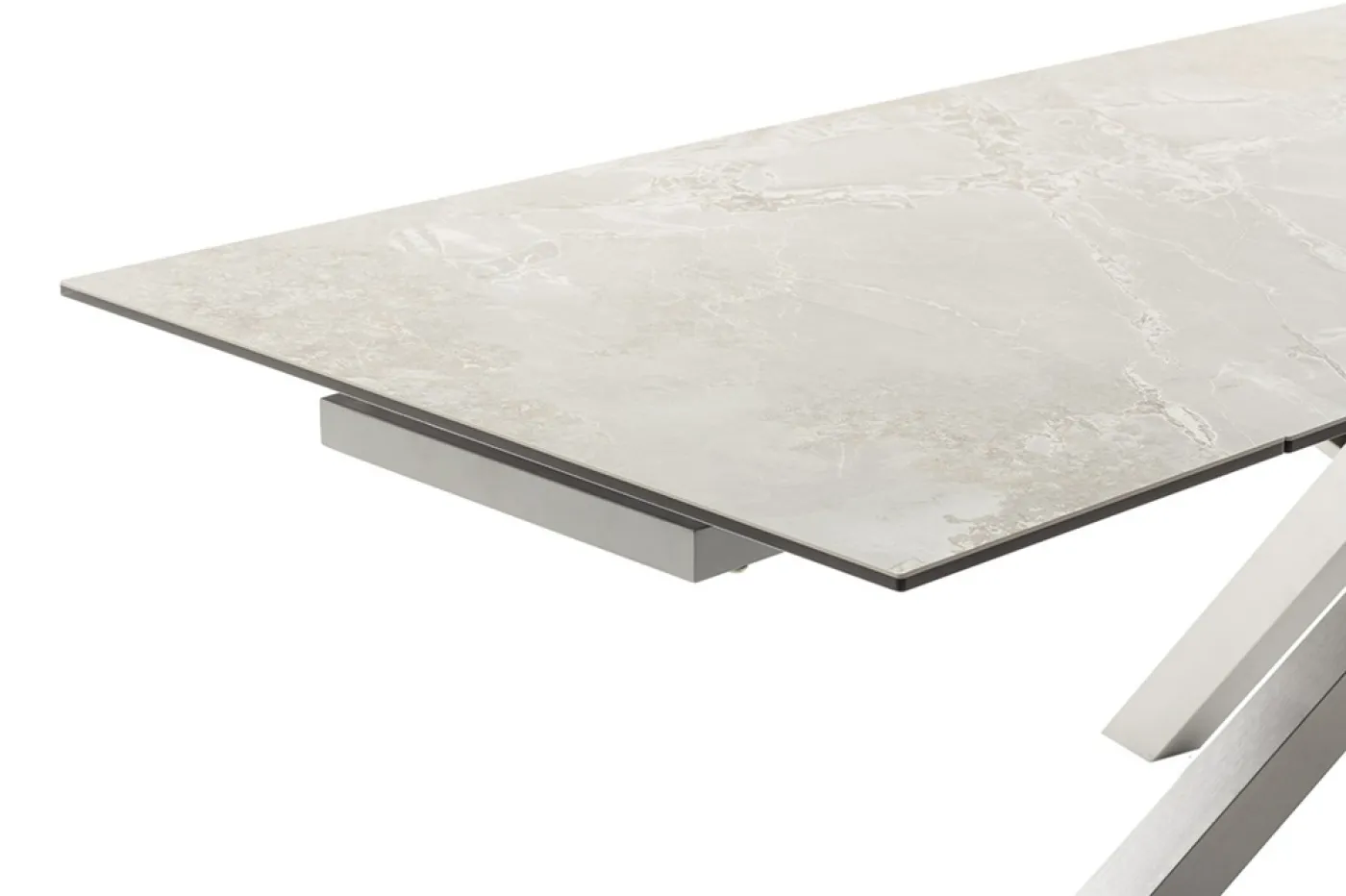 Esstisch Almiros | grau / Edelstahl | ausziehbar | 180(260) x 95