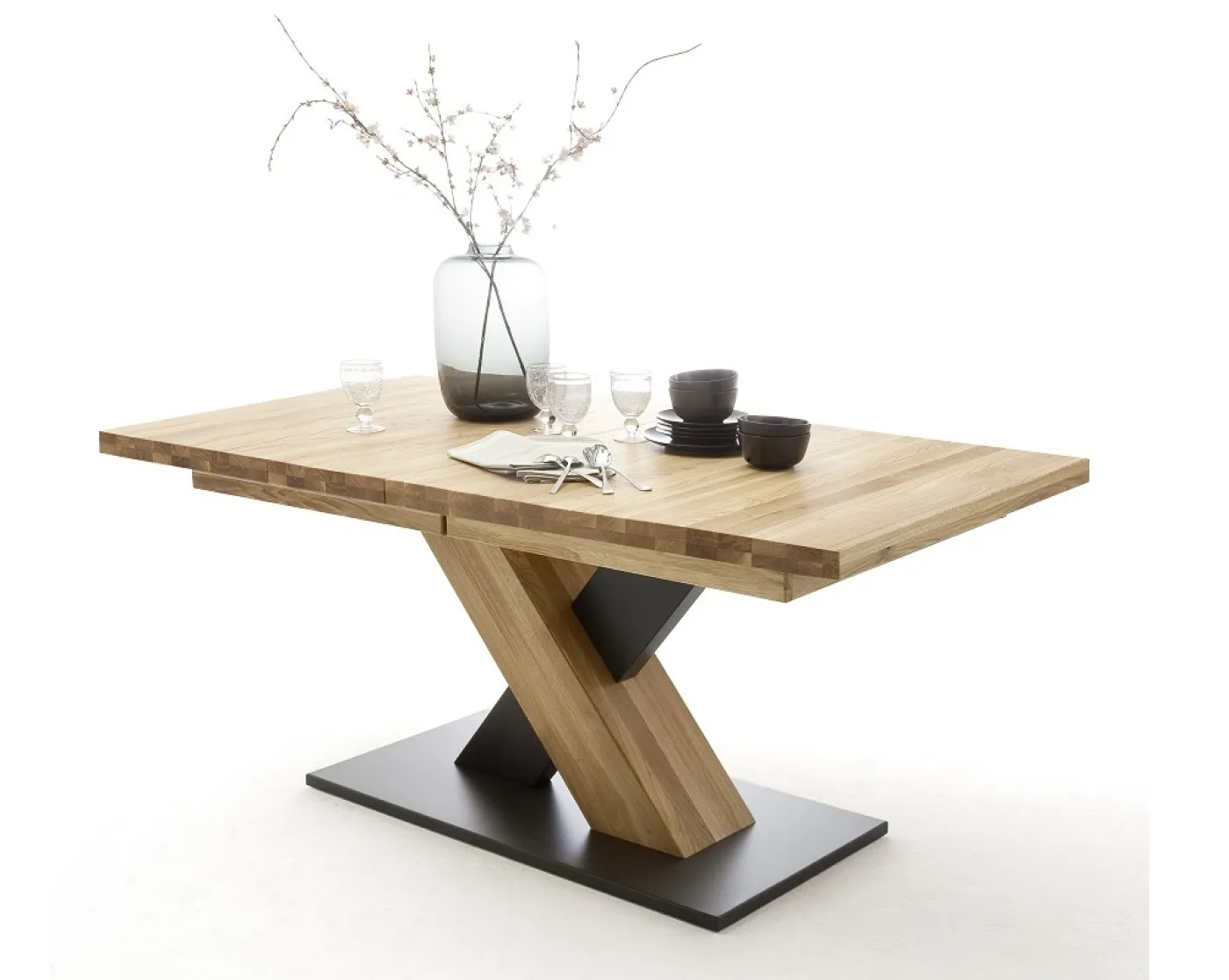 Esstisch Ausziehtisch Mendoza Bootsform | Wildeiche massiv | 140 x 90