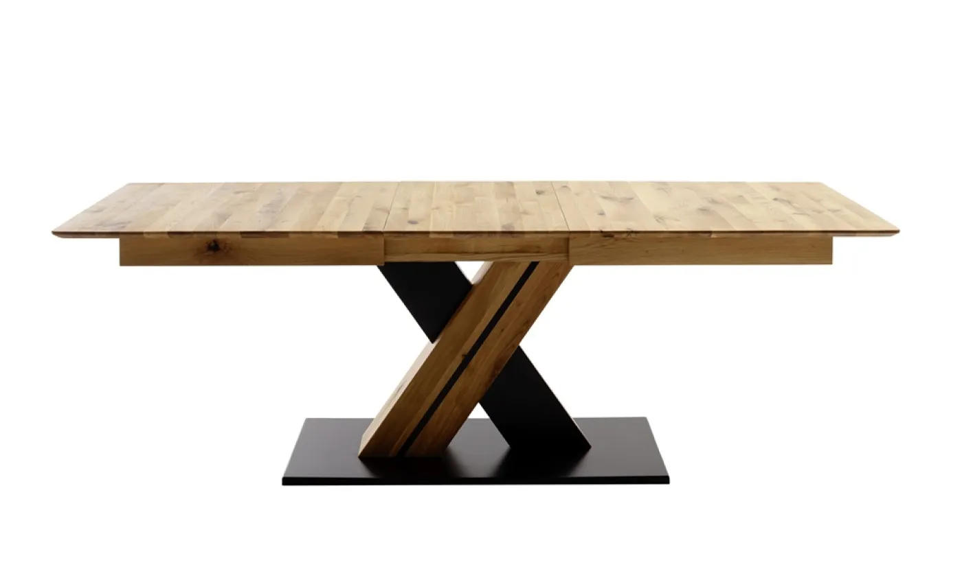 Esstisch Ausziehtisch Morena mit X-Fuß | Balkeneiche massiv | 160(210) x 77 x 90 cm