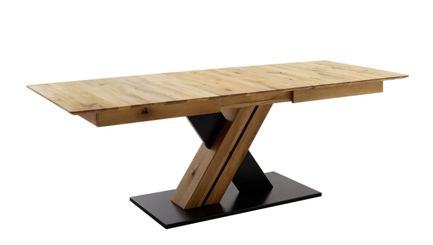 Esstisch Ausziehtisch Morena mit X-Fuß | Balkeneiche massiv | 180(230) x 77 x 90 cm