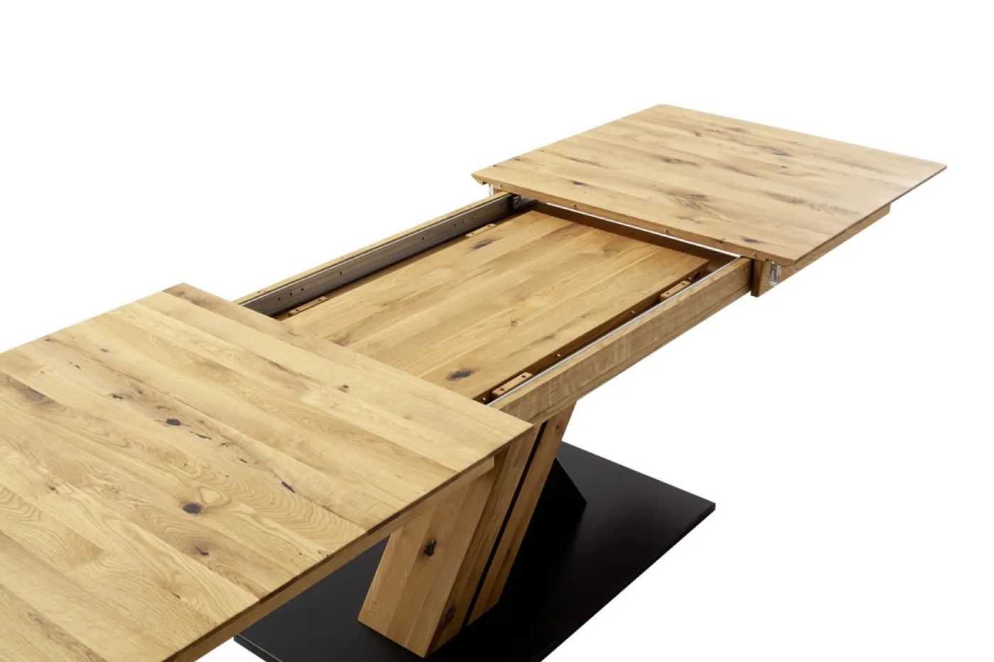 Esstisch Ausziehtisch Morena mit X-Fuß | Balkeneiche massiv | 180(230) x 77 x 90 cm