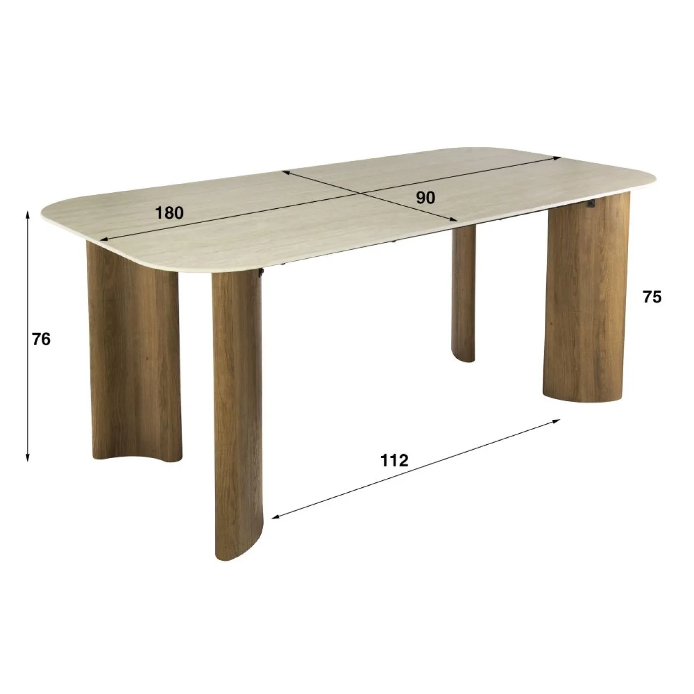 Esstisch Banto | 180 cm | Eiche | 3D Keramik travertin