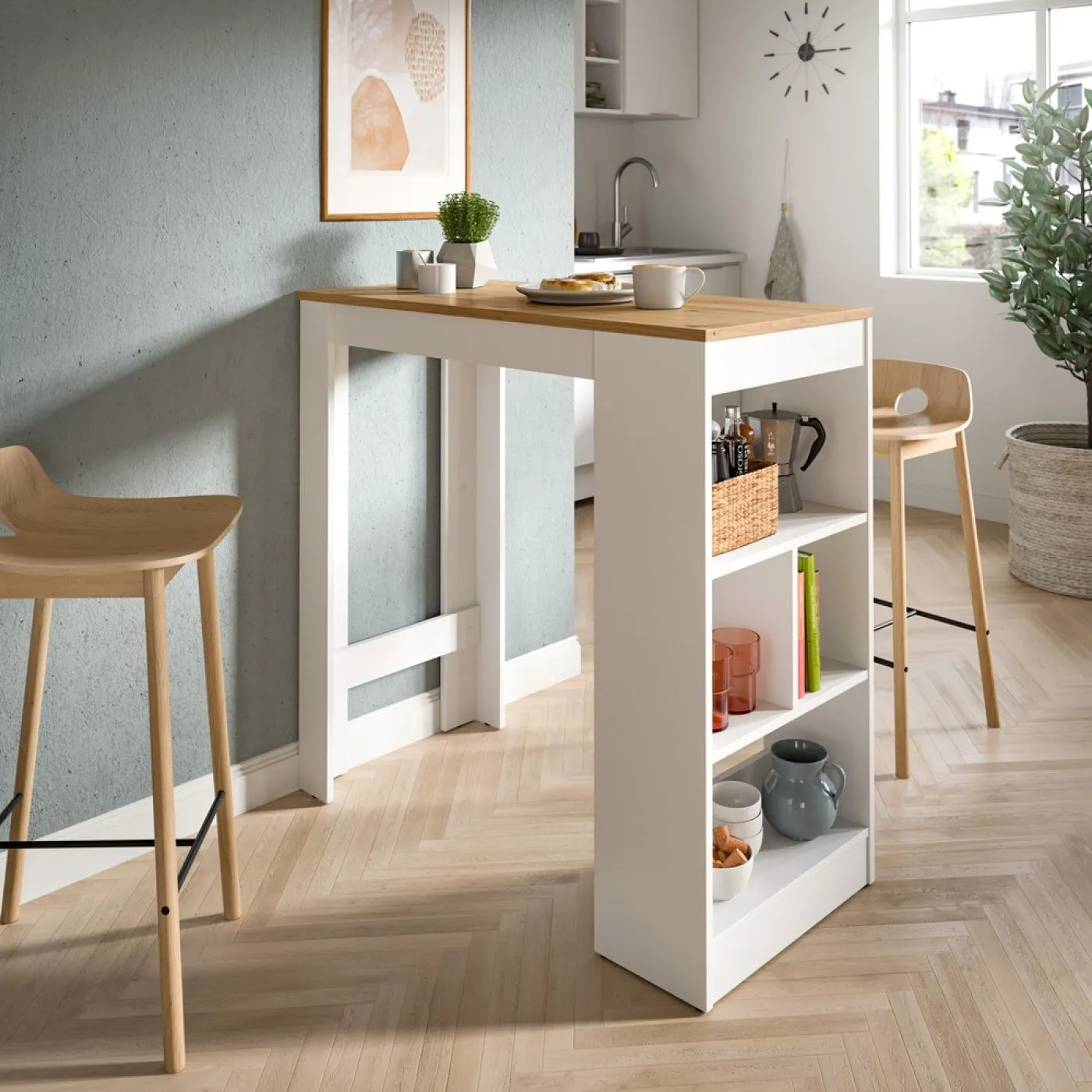 Esstisch Bartisch Urban | weiß / Authentic Oak
