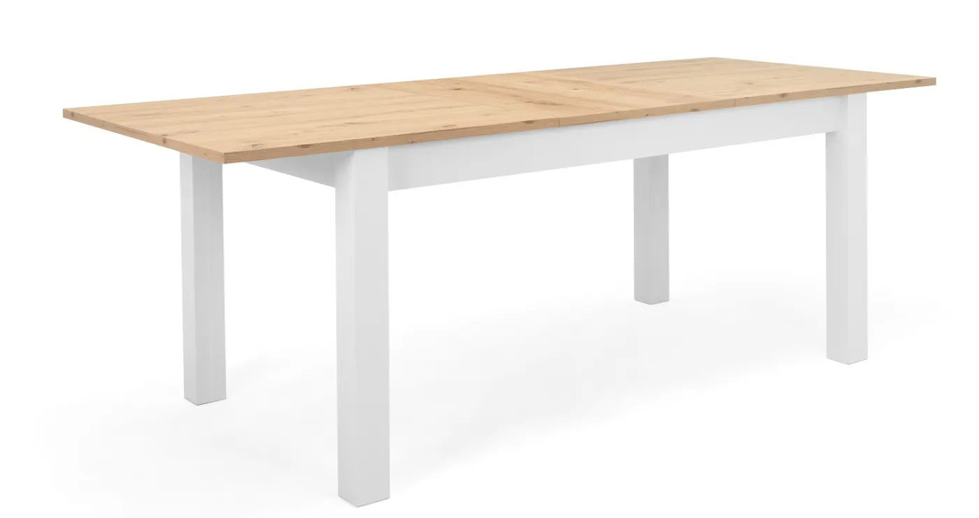 Esstisch Bergen | Ausziehtisch | Landhausstil | 160 (215 ) x 90 | weiß / Eiche Artisan