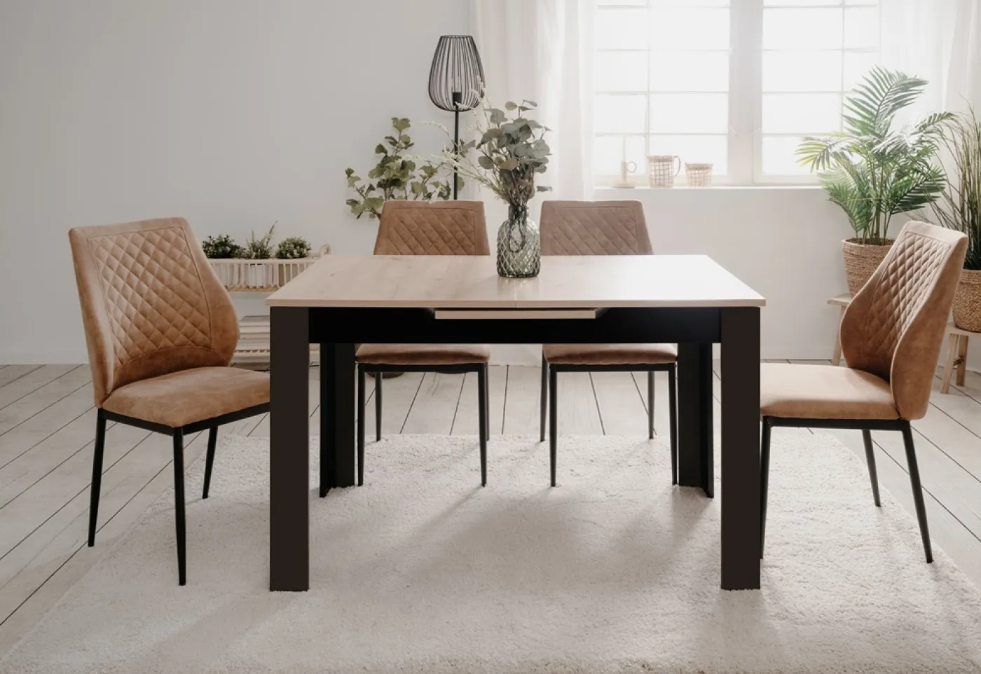 Esstisch Birmingham | Ausziehtisch | Artisan Oak / schwarz | 125 / 160 | verschiedene Größen