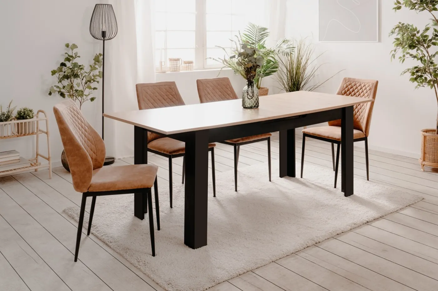 Esstisch Birmingham | Ausziehtisch | Artisan Oak / schwarz | 160 (200) x 75 x 80 cm