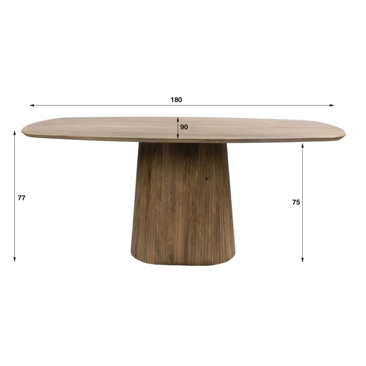Esstisch Board | 180cm | oval | Mango massiv | sand