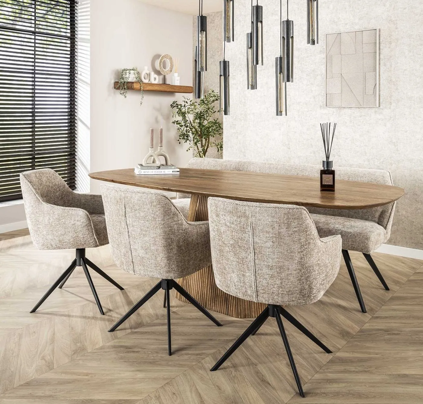 Esstisch Board | 215 cm | Mango massiv | sandfarbe