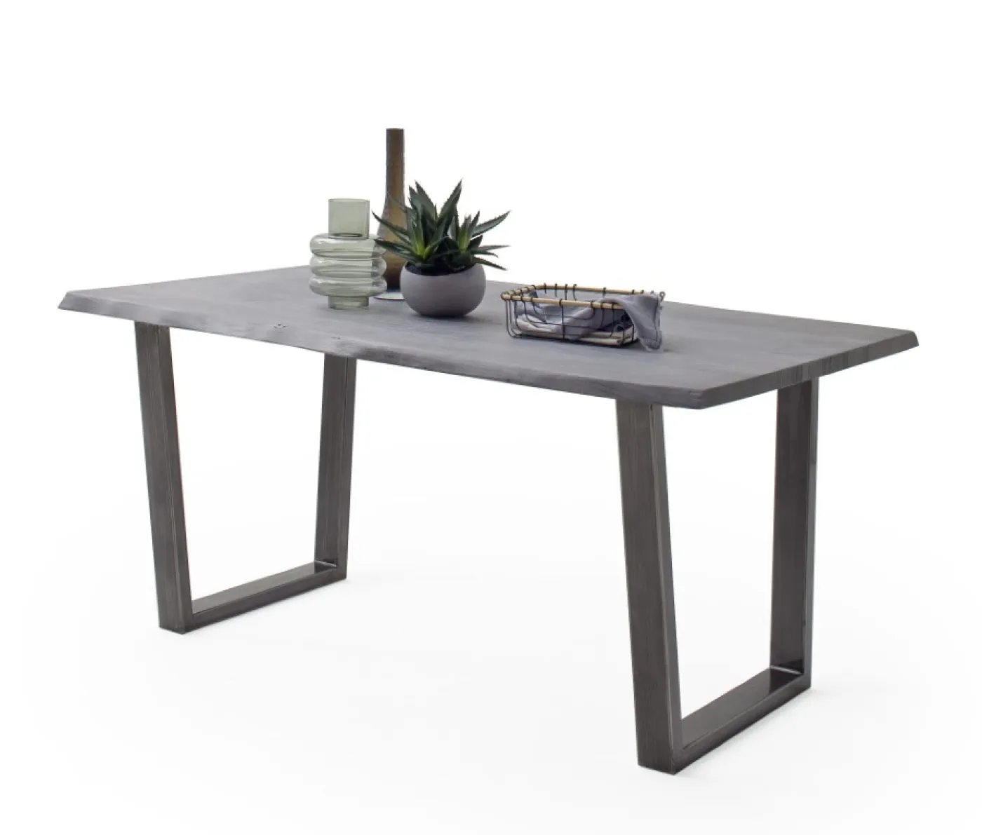 Esstisch Calabria | Akazie massiv | T-Gestell | 160/180/200/220/240 | grau / antik gewischt | verschiedene Größe