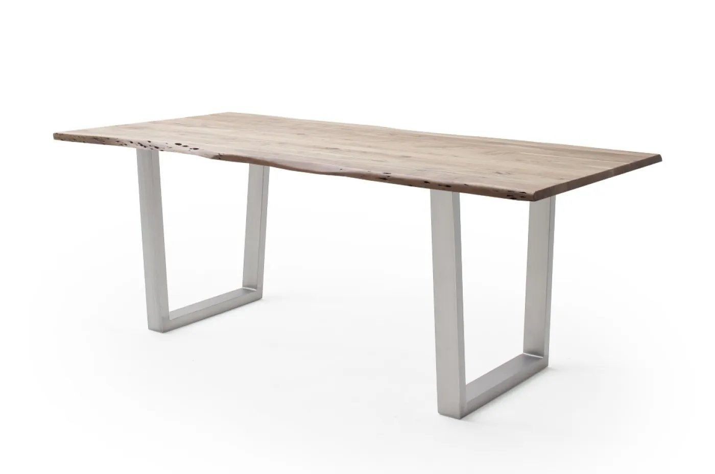 Esstisch Calabria | Akazie massiv | T-Gestell Edelstahl | natur | 160 x 90-Tischplatte 2,5 cm