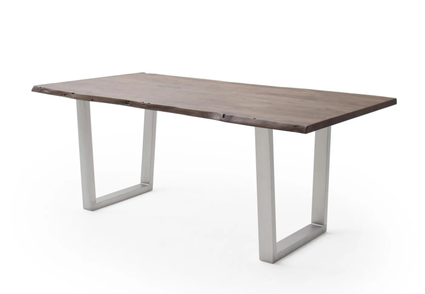 Esstisch Calabria | Akazie massiv | T-Gestell Edelstahl | walnuss | 180 x 100-Tischplatte 3,5 cm