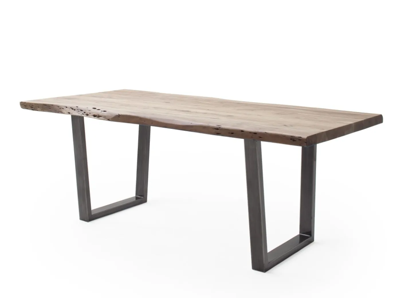 Esstisch Calabria | Akazie massiv | T-Gestell | natur / antik gewischt | 240 x 100-Tischplatte 5,5 cm