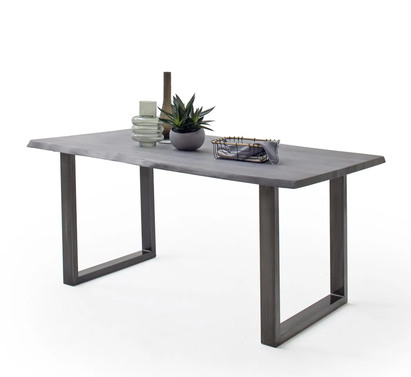 Esstisch Calabria | Akazie massiv | U-Gestell | 160/180/200/220/240 | grau / antik gewischt | verschiedene Größen