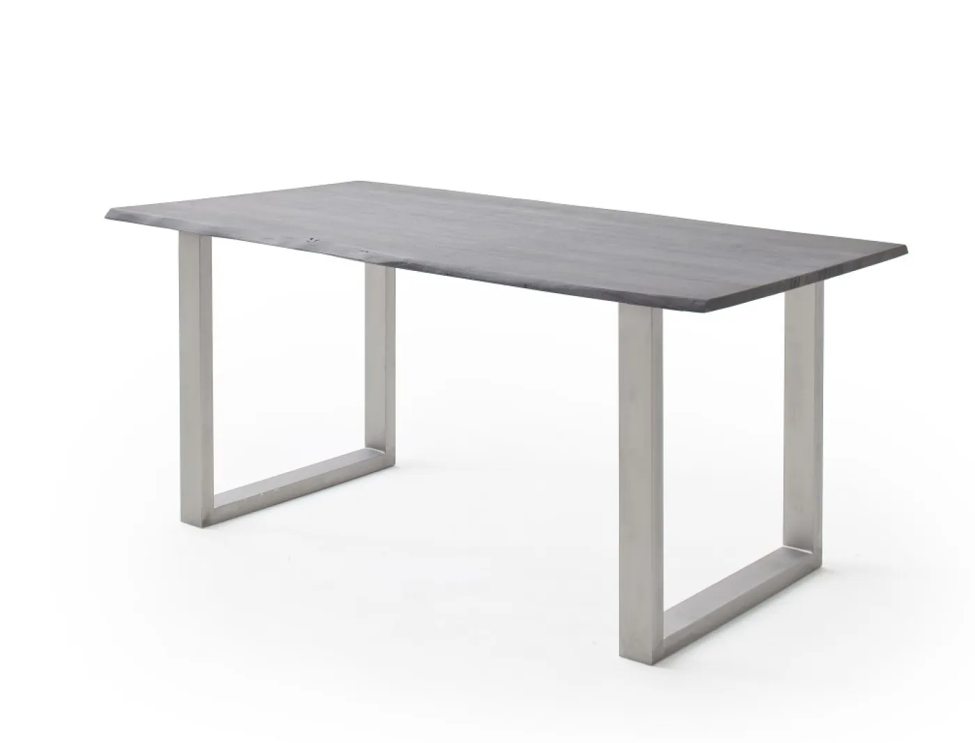 Esstisch Calabria | Akazie massiv | U-Gestell Edelstahl | grau | 160 x 90-Tischplatte 2,5 cm