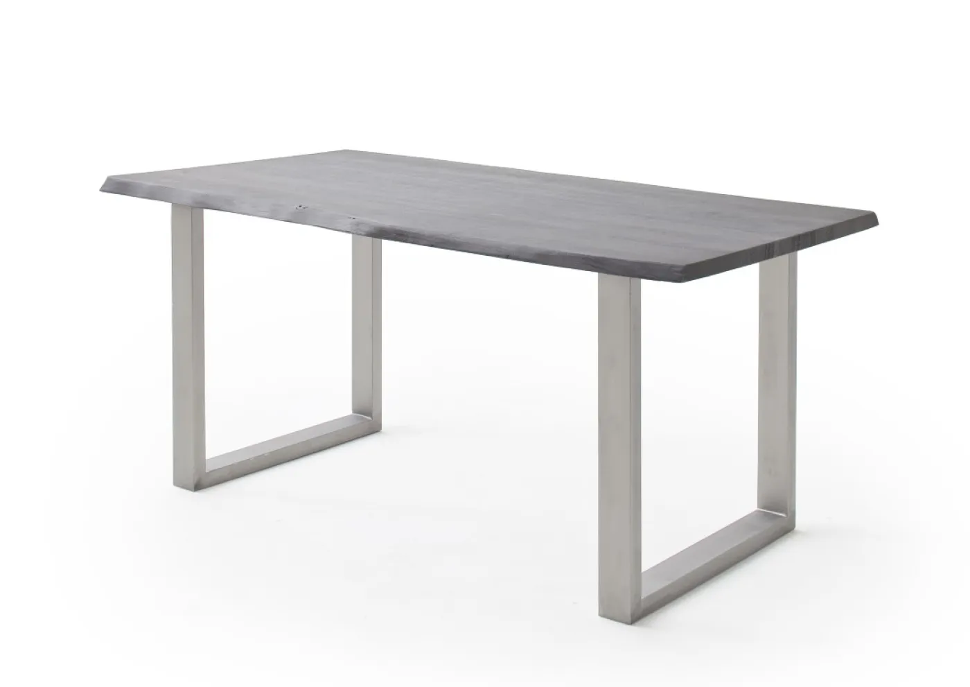 Esstisch Calabria | Akazie massiv | U-Gestell Edelstahl | grau | 180 x 100-Tischplatte 3,5 cm