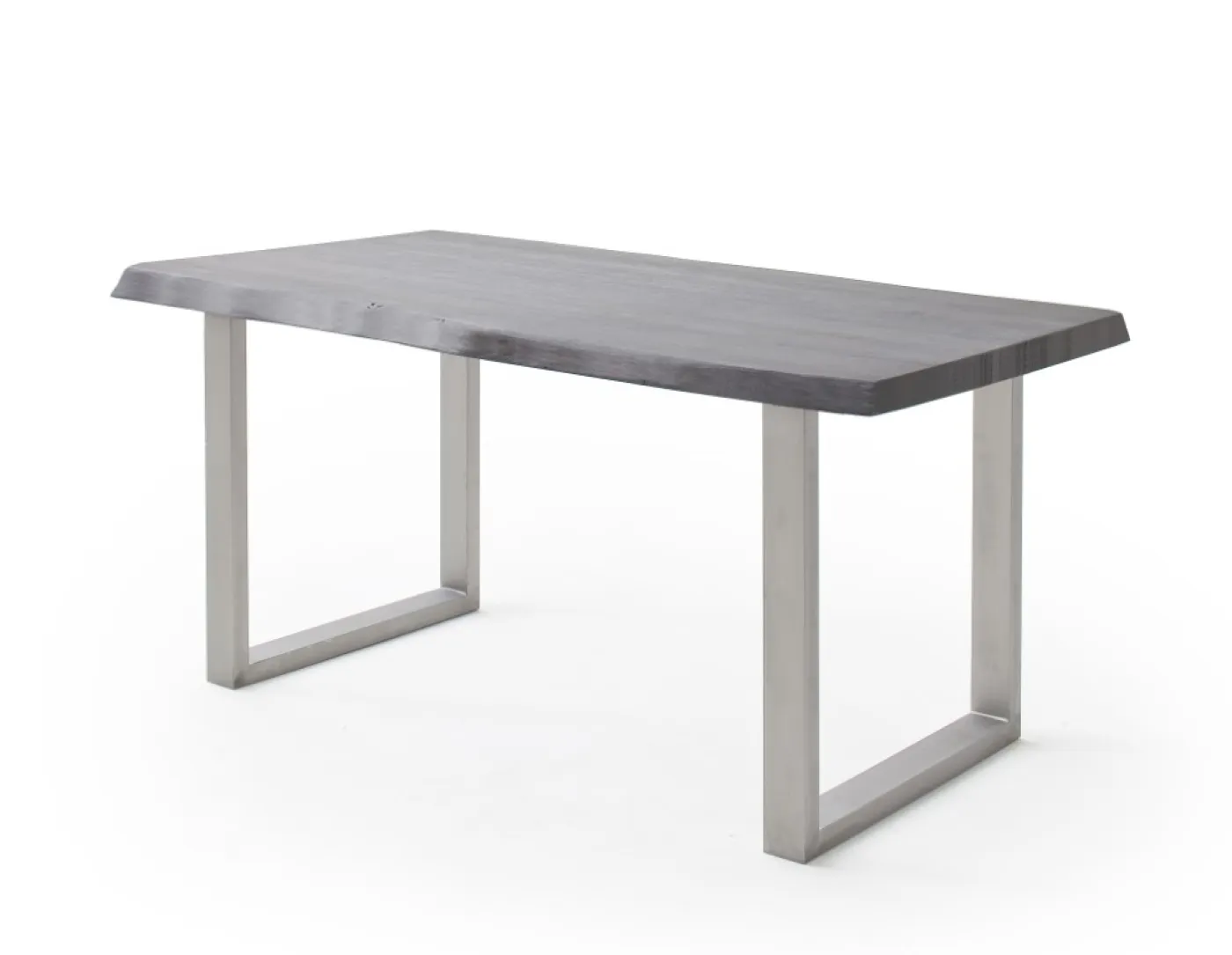 Esstisch Calabria | Akazie massiv | U-Gestell Edelstahl | grau | 200 x 100 -Tischplatte 5,5 cm