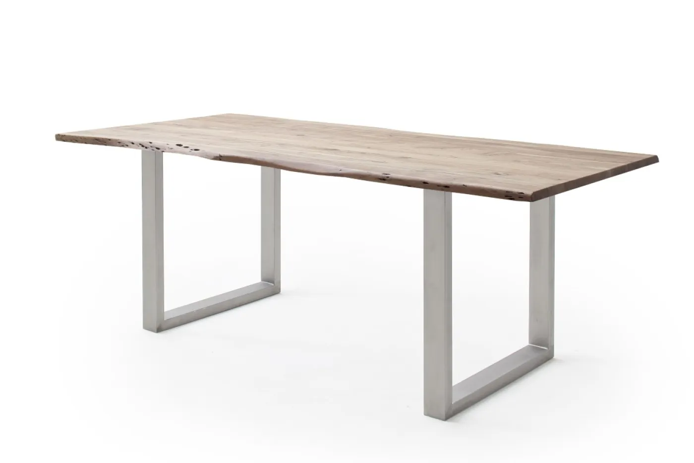Esstisch Calabria | Akazie massiv | U-Gestell Edelstahl | natur | 180 x 90-Tischplatte 2,5 cm