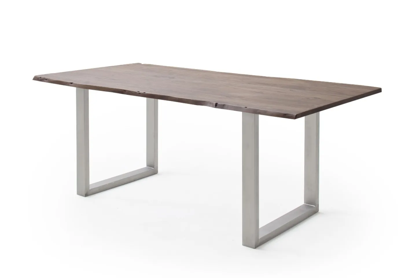 Esstisch Calabria | Akazie massiv | U-Gestell Edelstahl | walnuss | 160 x 90-Tischplatte 2,5 cm