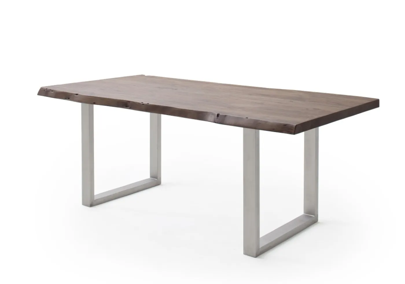 Esstisch Calabria | Akazie massiv | U-Gestell Edelstahl | walnuss | 220 x 100 -Tischplatte 5,5 cm