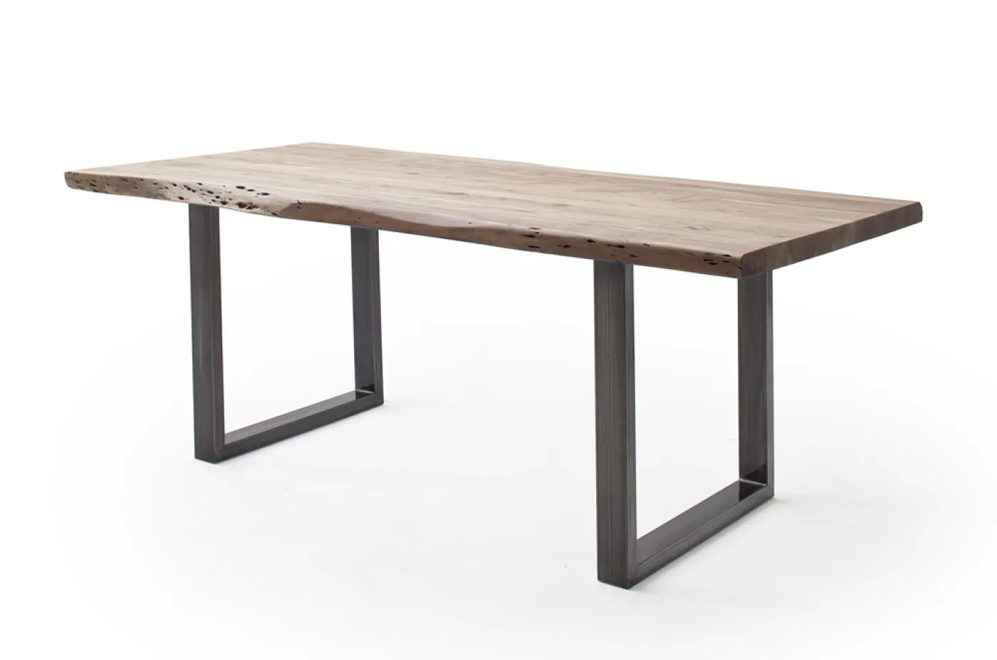 Esstisch Calabria | Akazie massiv | U-Gestell | natur / antik gewischt | 200 x 100 -Tischplatte 5,5 cm