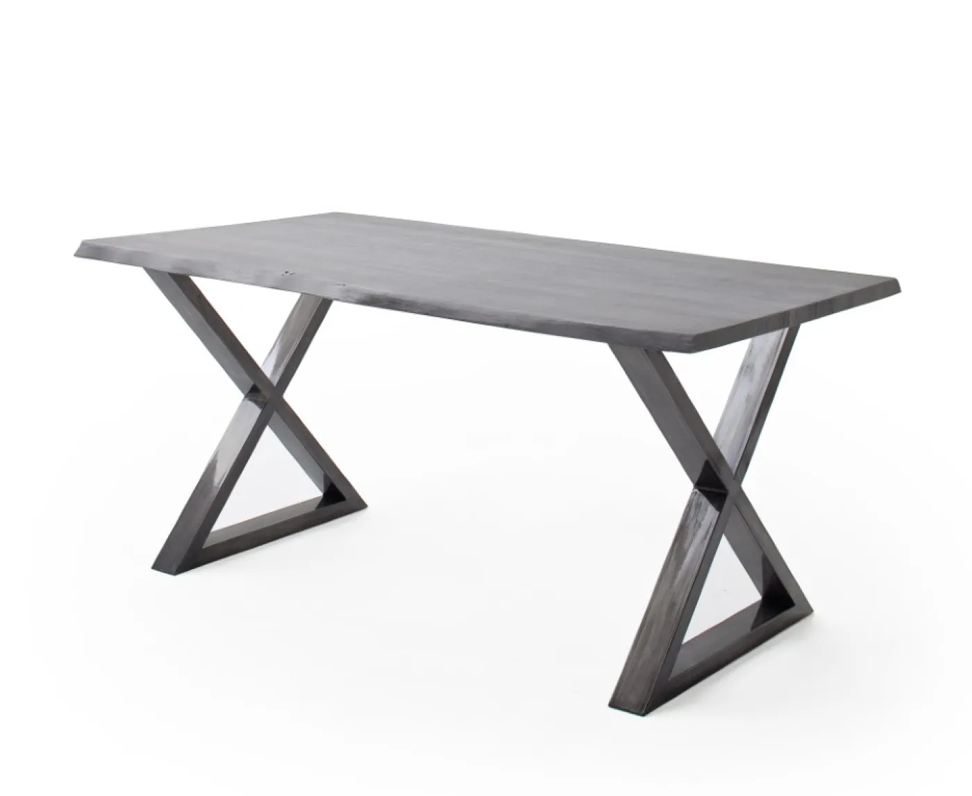 Esstisch Calabria | Akazie massiv | X-Gestell | 160/180/200/220/240 | grau / antik gewischt | verschiedene Größen