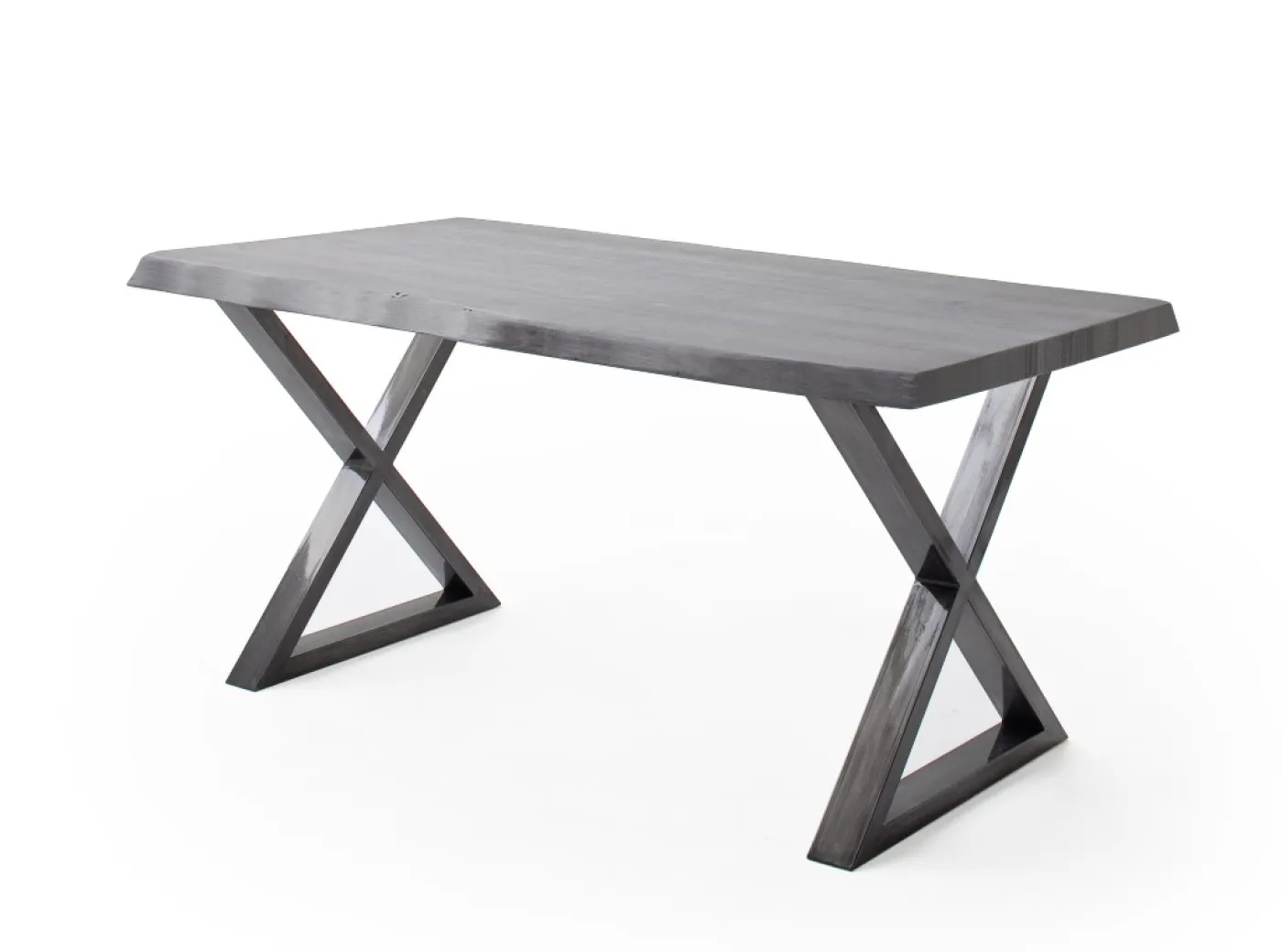 Esstisch Calabria | Akazie massiv | X-Gestell | 160/180/200/220/240 | grau / antik gewischt | verschiedene Größen