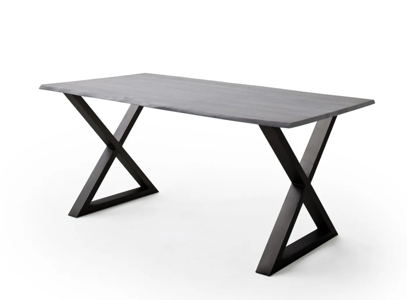 Esstisch Calabria | Akazie massiv | X-Gestell | grau / anthrazit | 180 x 90-Tischplatte 2,5 cm