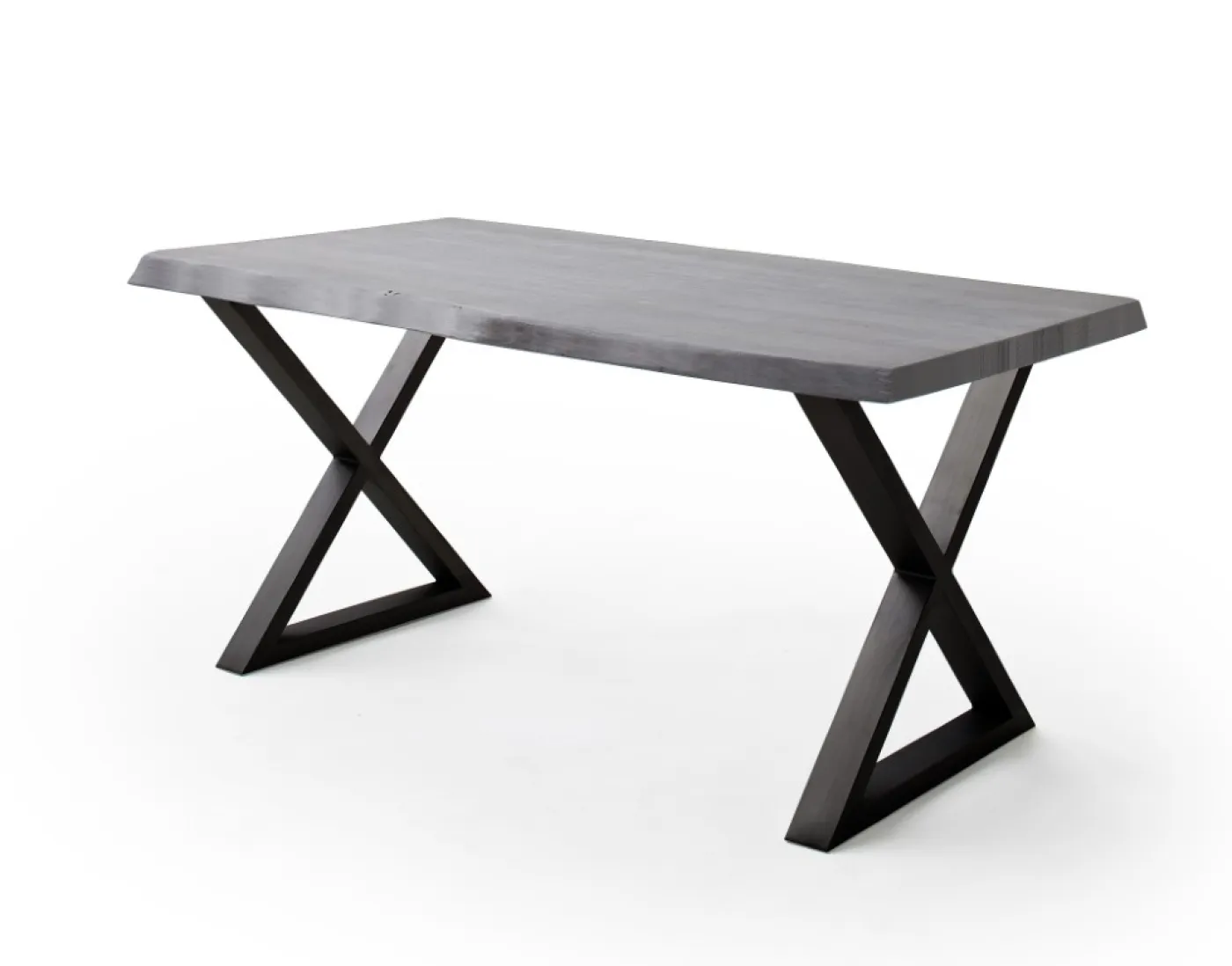 Esstisch Calabria | Akazie massiv | X-Gestell | grau / anthrazit | 240 x 100-Tischplatte 5,5 cm