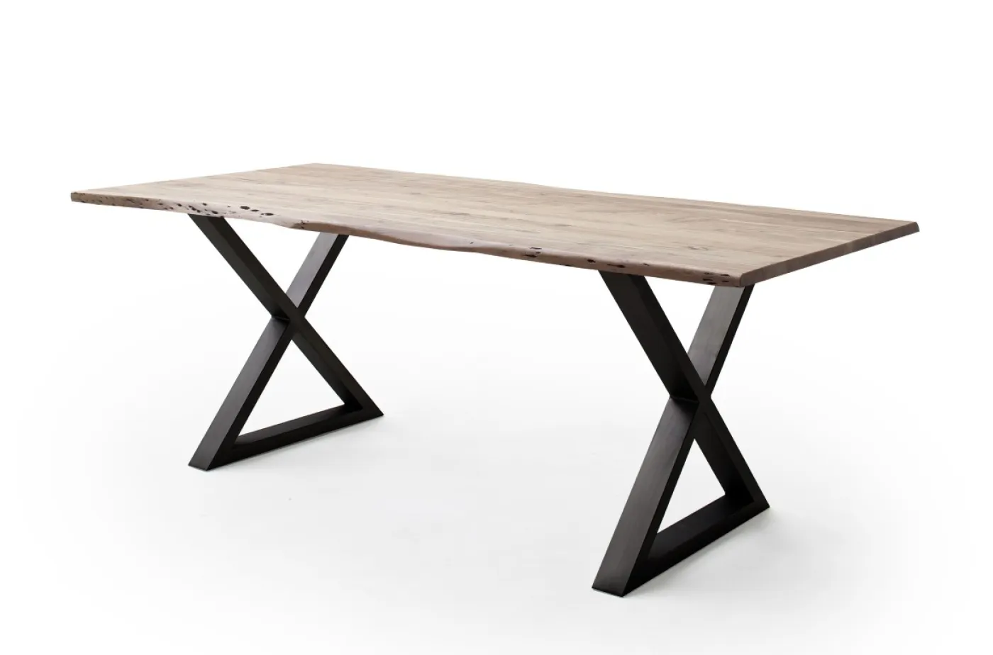 Esstisch Calabria | Akazie massiv | X-Gestell | natur / anthrazit | 160 x 90-Tischplatte 2,5 cm
