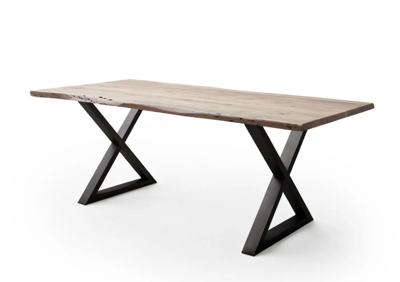 Esstisch Calabria | Akazie massiv | X-Gestell | natur / anthrazit | 180 x 100-Tischplatte 3,5 cm