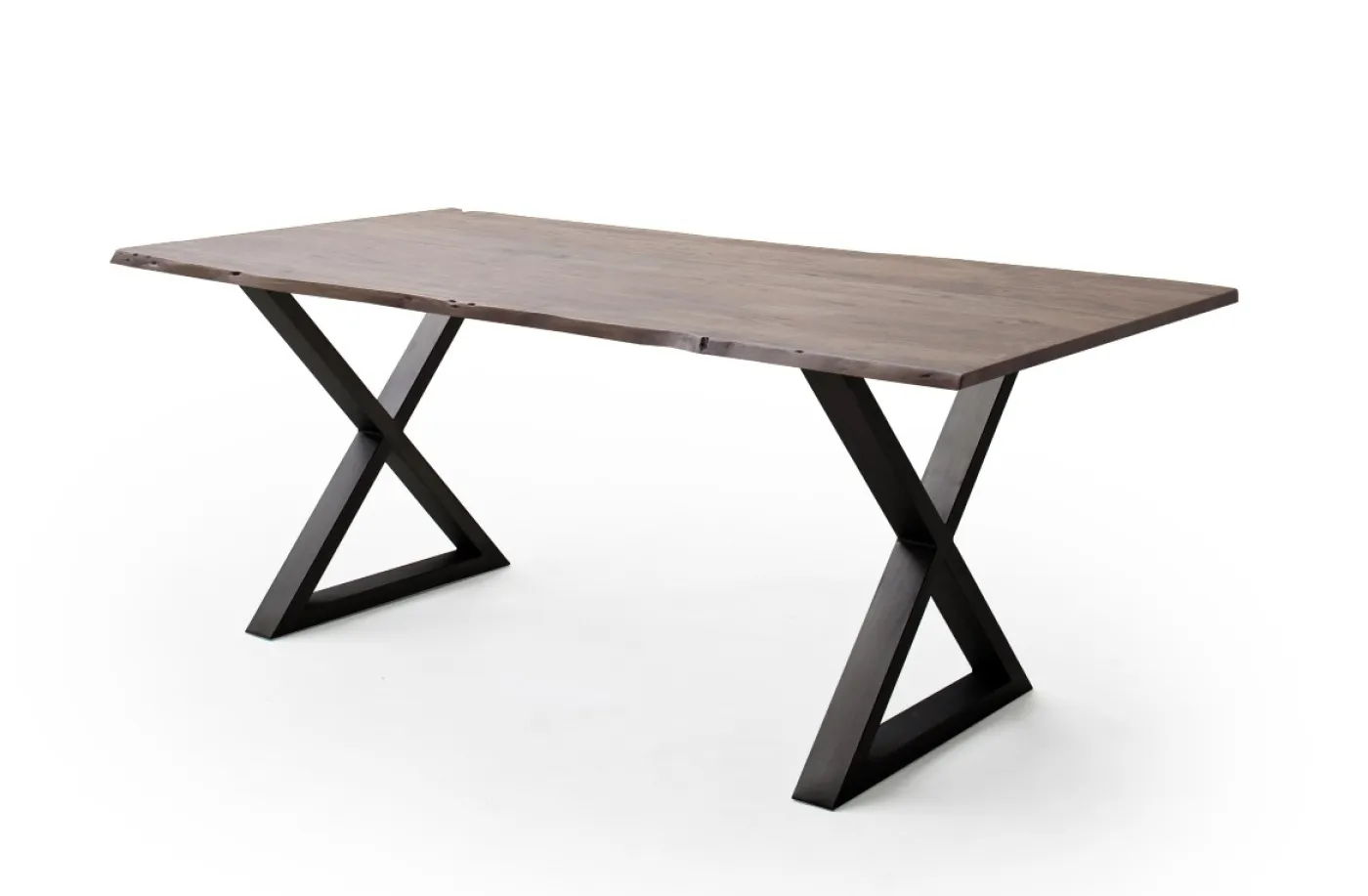 Esstisch Calabria | Akazie massiv | X-Gestell | walnuss / anthrazit | 180 x 90-Tischplatte 2,5 cm