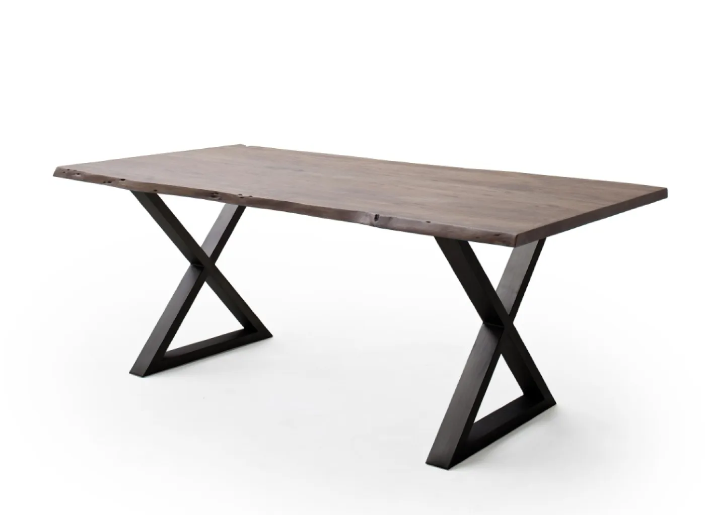 Esstisch Calabria | Akazie massiv | X-Gestell | walnuss / anthrazit | 200 x 100 -Tischplatte 3,5 cm