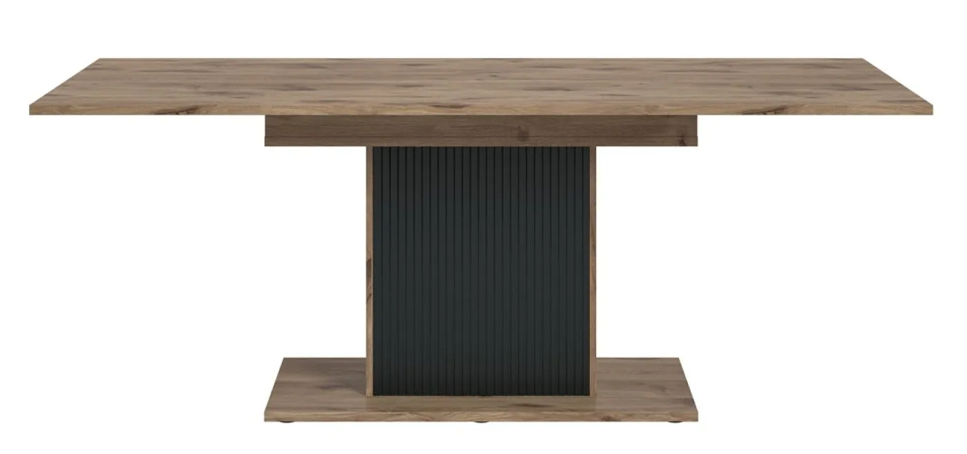 Esstisch Chess | Säulen-Fußgestell | Nox Oak / schwarz