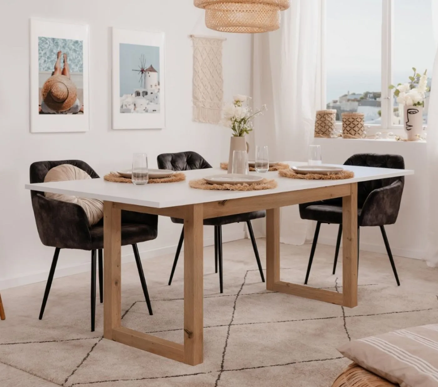 Esstisch Denver | Ausziehtisch | Artisan Eiche / weiß