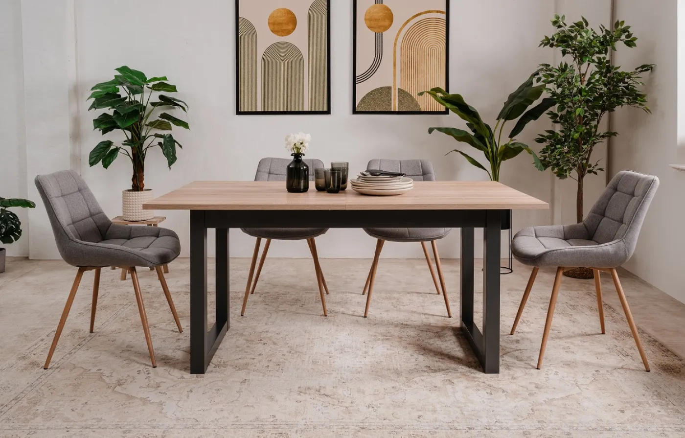 Esstisch Denver | Ausziehtisch | Sonoma Eiche / anthrazit | Industrial Look | 160(200) x 90