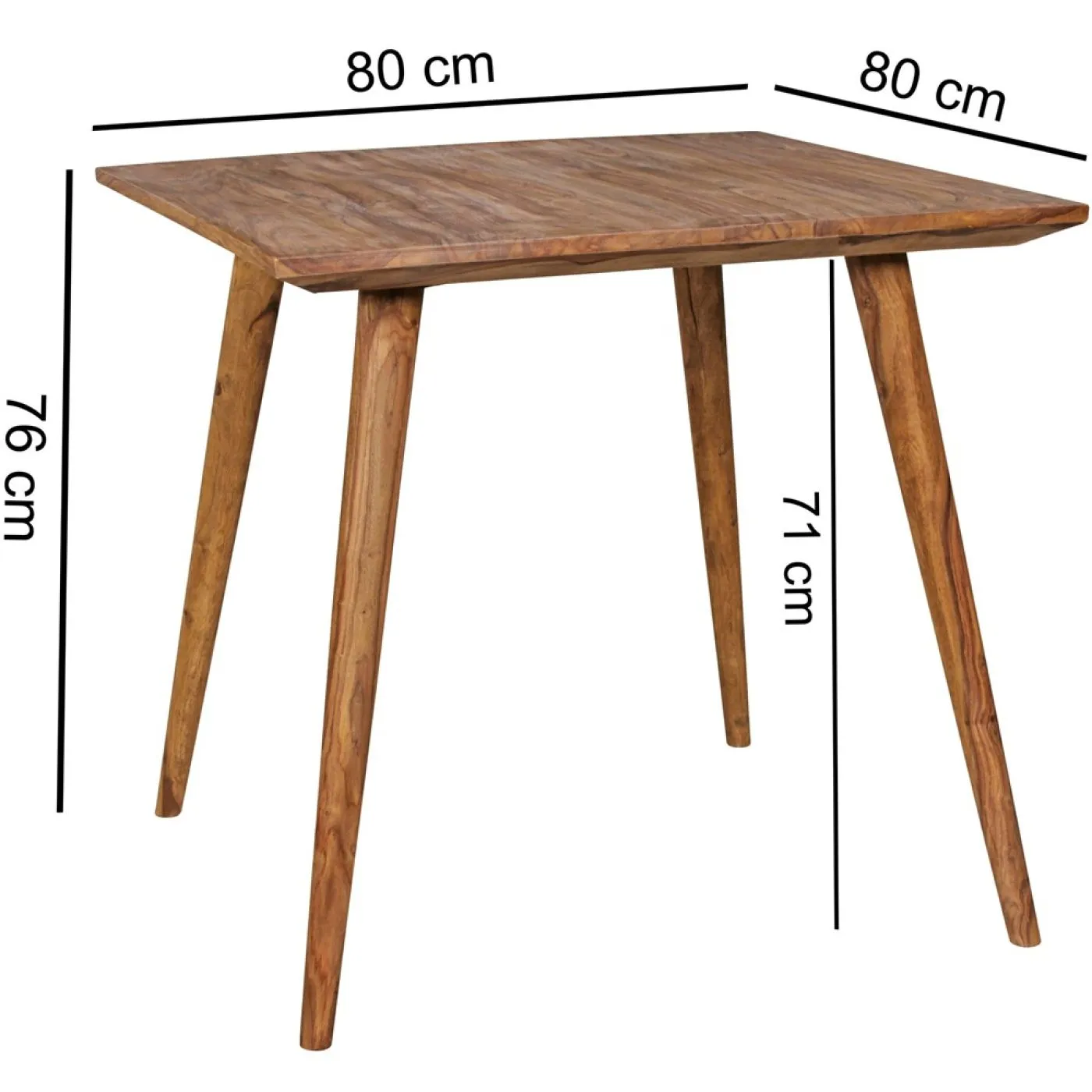 Esstisch Elias | Sheesham Holz massiv | dunkelbraun | 80x80