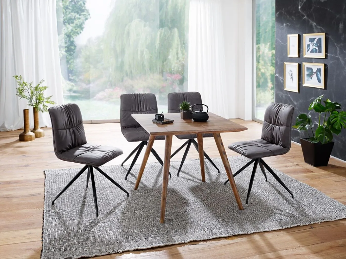 Esstisch Elias | Sheesham Holz massiv | dunkelbraun | 80x80