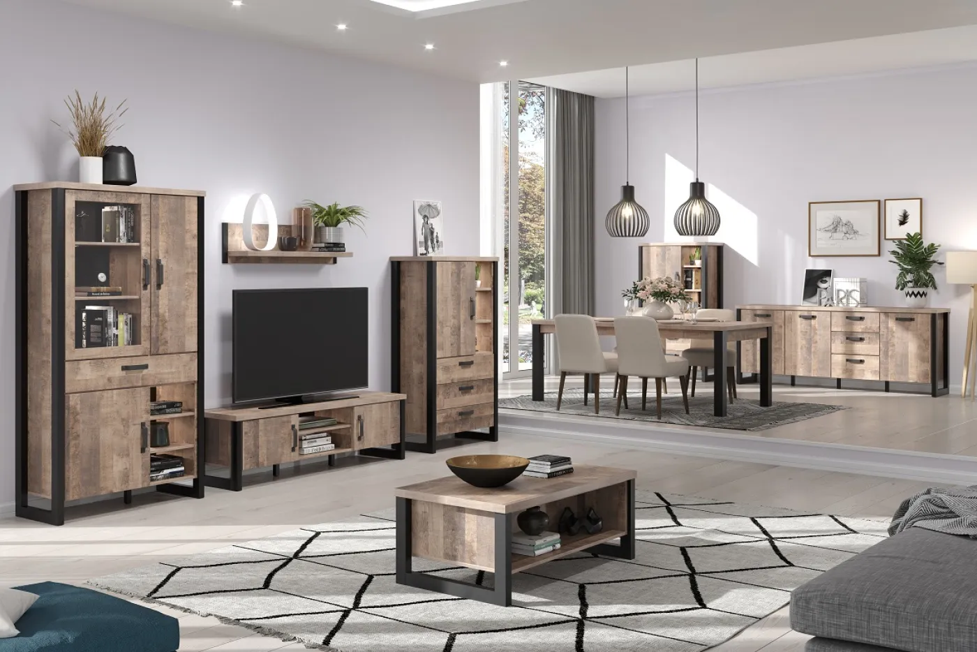 Esstisch Emile 1 | 200 x 100 | Eiche Tabak / Schwarz