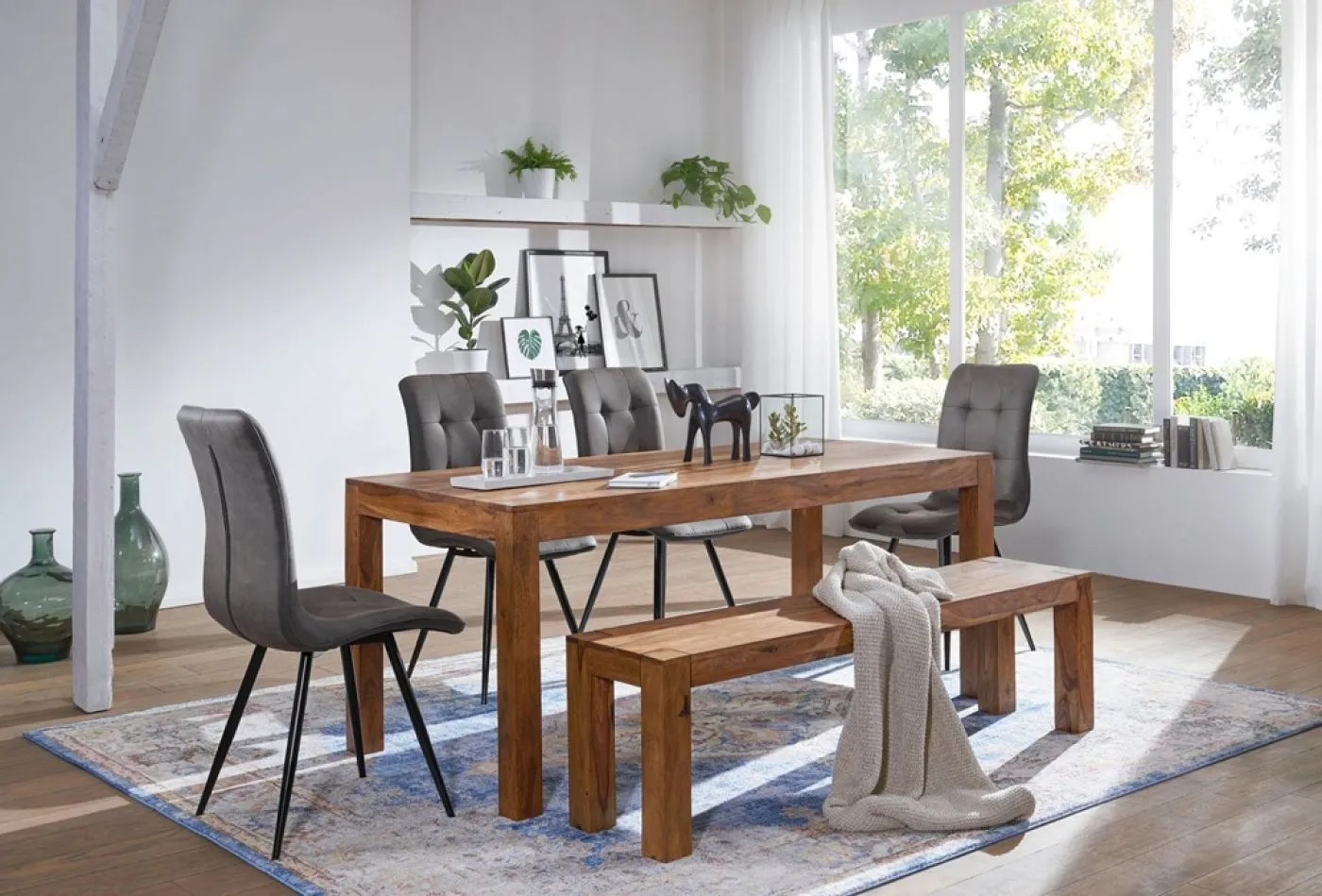 Esstisch Emma | Sheesham Holz massiv | dunkelbraun | 140x80