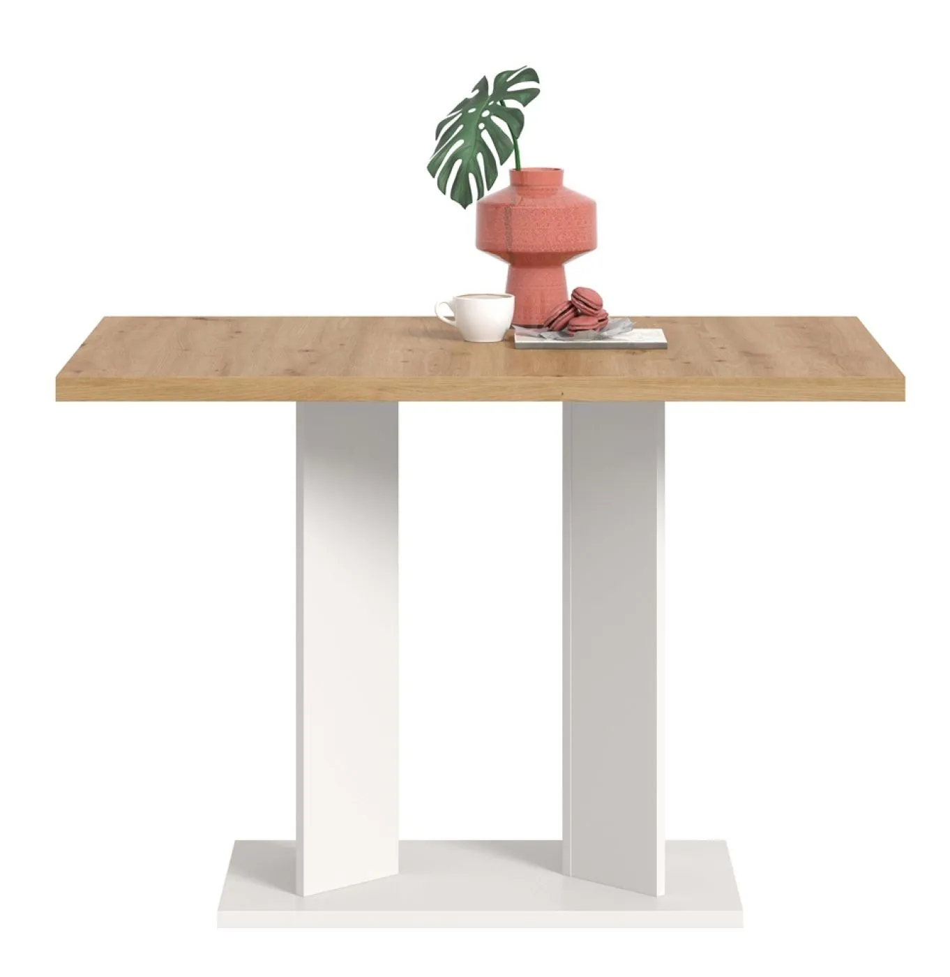 Esstisch Gustav 1 | Säulen-Fußgestell | Artisan Eiche / weiß